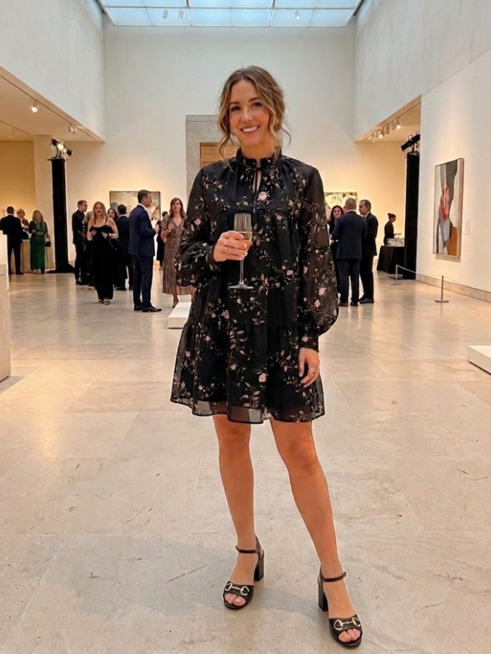 Allsaints Floral Sheer Black Dress